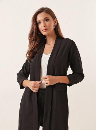 Black - Shawl Collar - Jacket - By Saygı