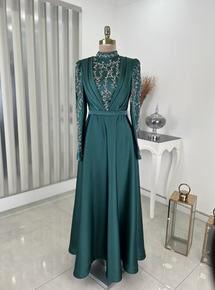 Emerald - Fully Lined - Crew neck - Modest Evening Dress - Rana Zenn