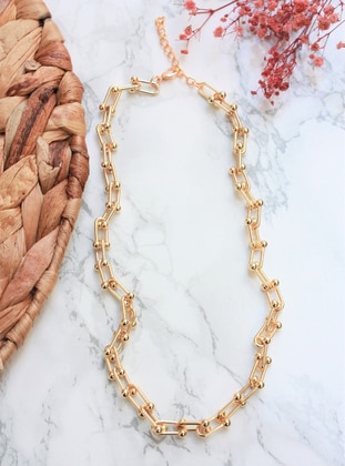 Gold Color Plated Fine Tiffany Bijouterie Necklace Gold Color