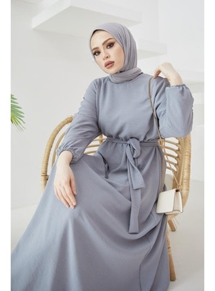 Gray - Modest Dress - Benguen