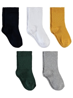 Boy's 5 Socks Set 2 12 Years Mustard