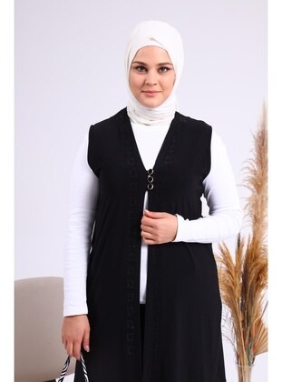Black - Plus Size Vest - Ferace