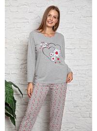 Women's Dıgıtal Prınted Pajama Set Gray