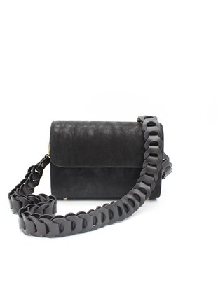  Leather Single Magnet Closure Shoulder Strap Women Shoulder Bag Black