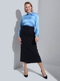 Navy Blue - Fully Lined - Plus Size Skirt