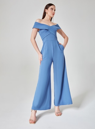 Fully Lined - Indigo - Evening Jumpsuits - ESCOLL
