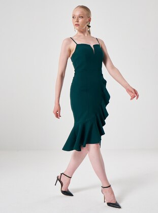 Fully Lined - Emerald - Scoop Neck - Evening Dresses - ESCOLL