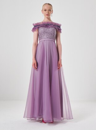 Fully Lined - Purple - Scoop Neck - Evening Dresses - ESCOLL