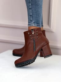 Tan - Boot - Faux Leather - Boots