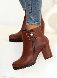 Tan - Boot - Faux Leather - Boots