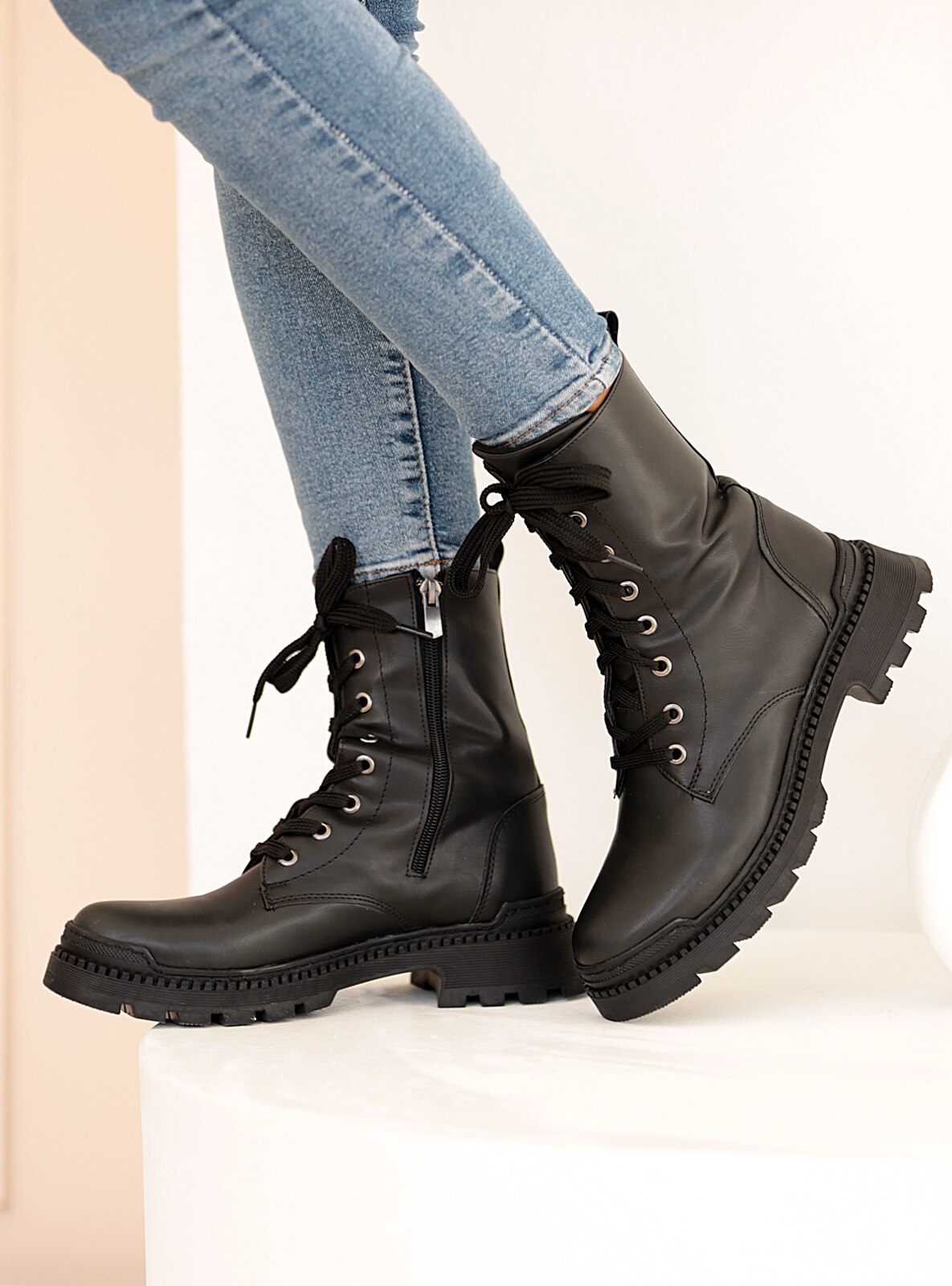 Black - Boot - Faux Leather - Boots