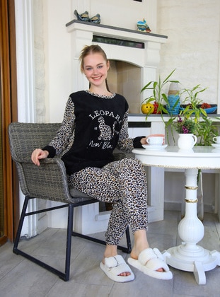 Fleece Pajama Set Leopard