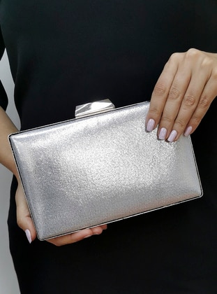 Women's Plastering Clutch Clutch Occasion Party Bag Silver