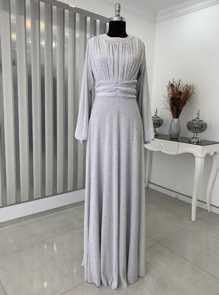 Adel Hijab Evening Dress Gray
