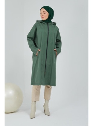 Meqlife Green Trench Coat