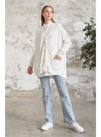 Long Button Down Oversized Sweater Cardigan White