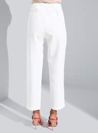 Stitching Detail Classic Pants Off White