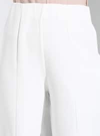 Stitching Detail Classic Pants Off White