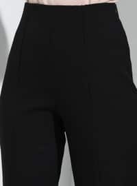 Stitching Detail Classic Pants Black