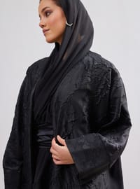 Black - Black - Fully Lined - Fully Lined - V neck Collar - V neck Collar - Abaya