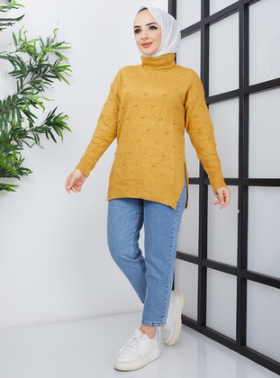 Nergis Neva Mustard Knit Tunics