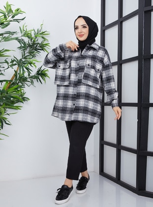 Lumberjack Shirt Tunic Gray With Gusseted Pockets