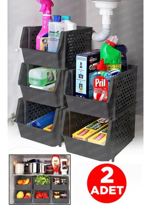 Anthracite 2-Tier Detachable Bathroom Kitchen Shelf | Tiered Organizer Shelf Set Organizer