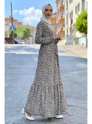 Beige - Modest Dress - MODAPİNHAN