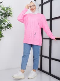Ripped Sweater Sweater Tunic Pink