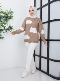 Cloud Patterned Sweater Tunic Mink
