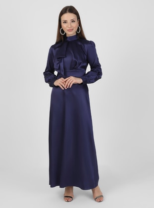 SEMRA AYDIN Navy Blue Modest Evening Dress