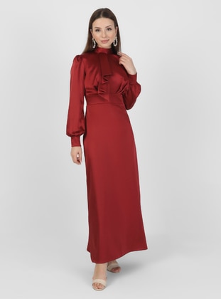 SEMRA AYDIN Maroon Modest Evening Dress