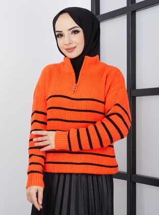 Nergis Neva Orange Knit Sweaters