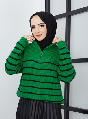 Nergis Neva Green Knit Sweaters