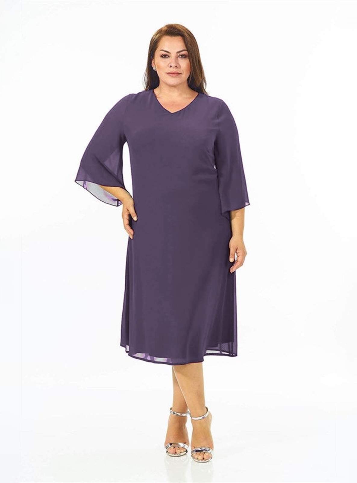 Lilac Modest Plus Size Evening Dress
