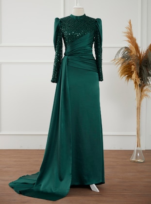 Karel Hijab Evening Dress Emerald Green