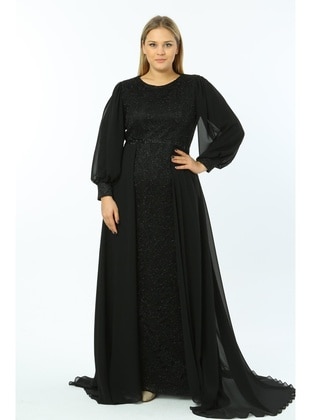 Plus Size 3694 Black Long Evening Dress Black