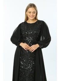 Ladıes Fırst Plus Size 3415 Black Long Evening Dress Black