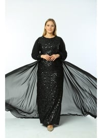 Ladıes Fırst Plus Size 3415 Black Long Evening Dress Black