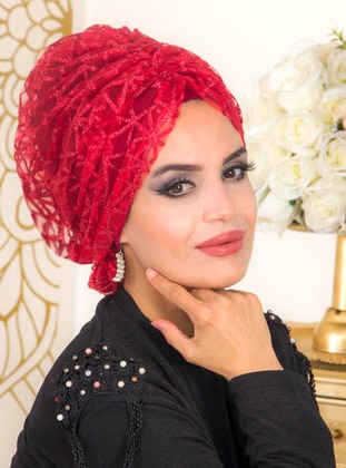 حجابات جاهزة أحمر AİŞE TESETTÜR