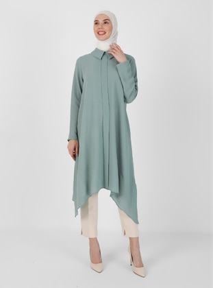 Asymmetric Tunic  With Hidden Patented Collar With Stones