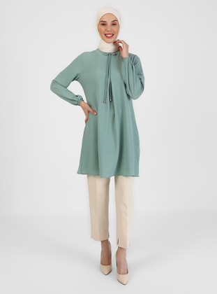 A Pleated Bow Collar Detailed Tunic
