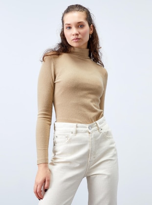 Turtleneck Slim Fit Long Sleeve Sweater Body Women's Pullover Mink