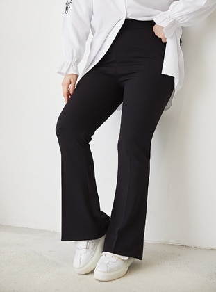 206 Flared Fabric Trousers Black
