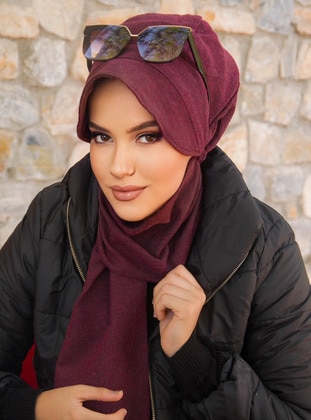 Instant Hijab Burgundy Instant Scarf