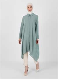 Asymmetric Tunic With Hidden Patented Collar With Stones