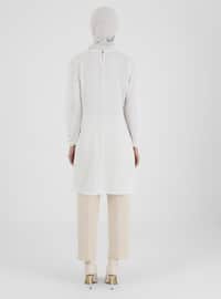A Pleated Tunic With Bow Collar White