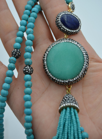Collier Pompon Turquoise Turquoise
