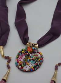 Collier Écharpe Perlé Fait Main Multicolore