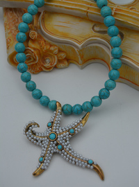 Collier Étoile de Mer Perles Turquoise